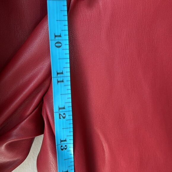 Zara Red High Waisted Faux Leather Pleather Jogger Pants EUC - Picture 10 of 11